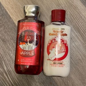 Bath and body works winter candy apple body lotion and shower gel
